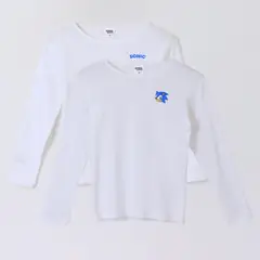 SONIC - Bipack Camiseta Escolar Niño Manga Larga Blanco