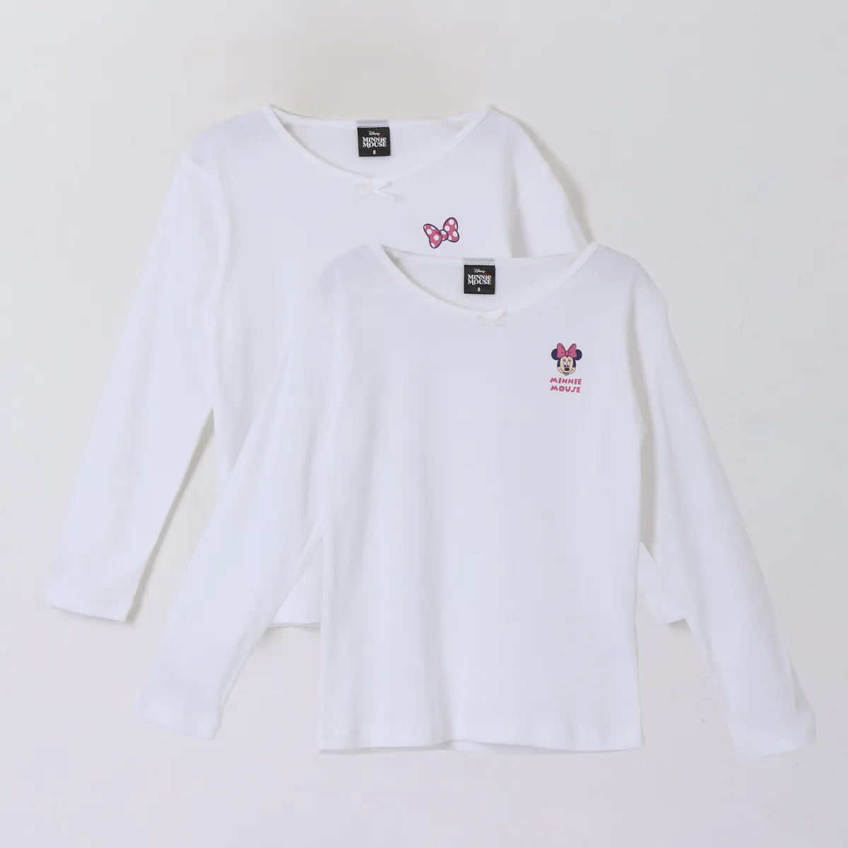DISNEY - Bipack Camiseta Escolar Niña Manga Larga Blanco Minnie