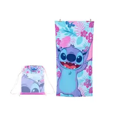 GENERICO - Toalla Playa Algodon C Bolso 140x70 Cm Celeste Flor