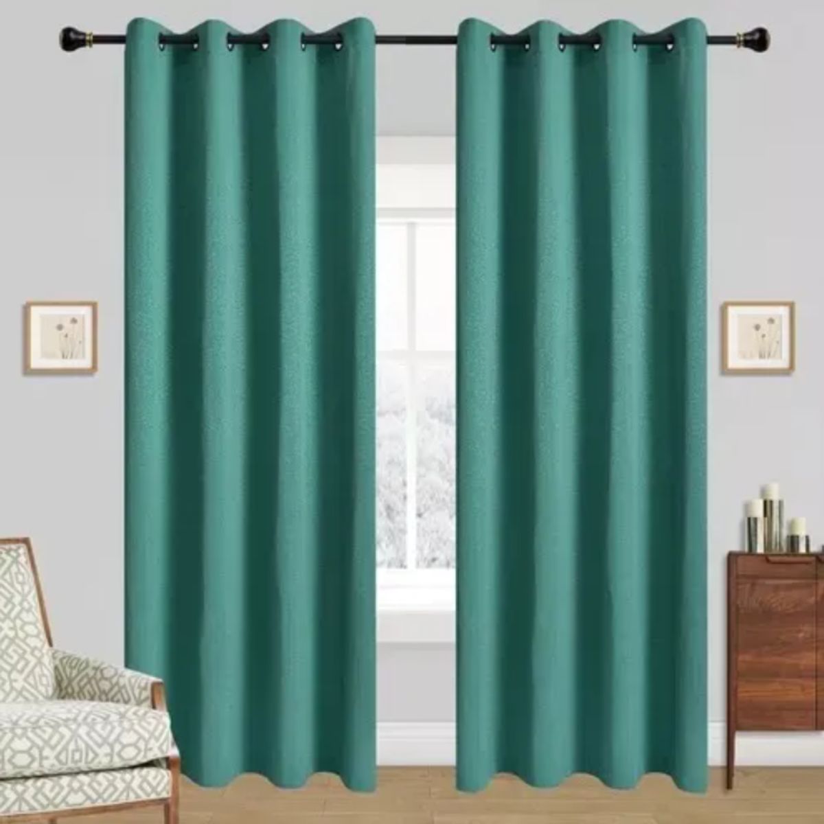 OKAY - Cortinas Bumbu Liso Hogar 2 Paños 140x220 Cm