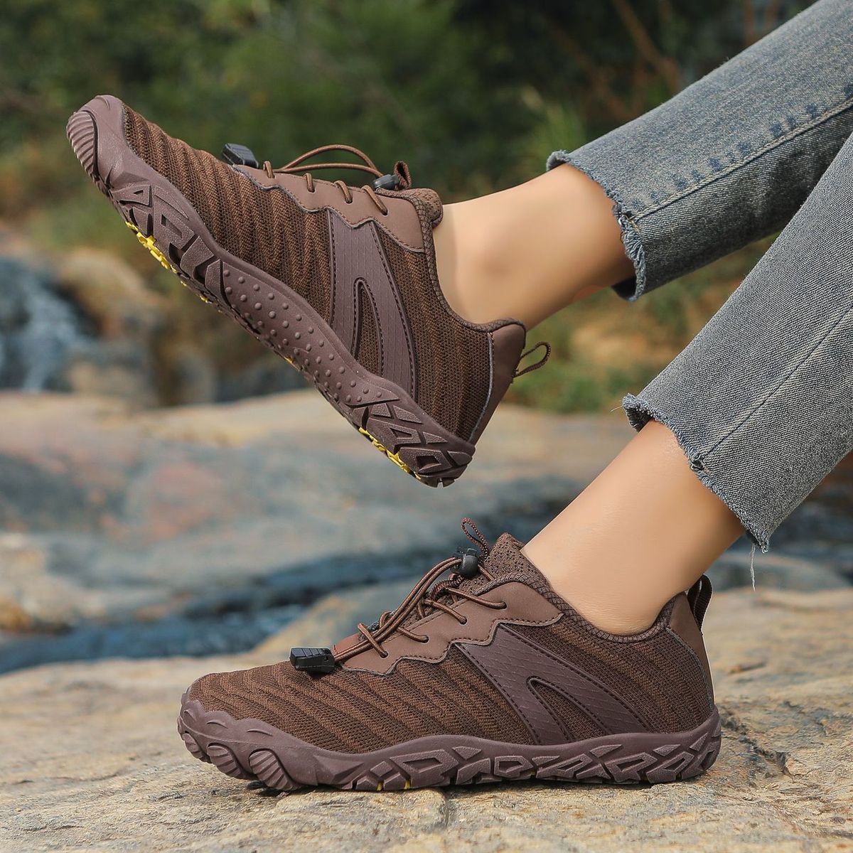 TIOZONEY - Zapatos de montaña antideslizantes para exteriores-Café