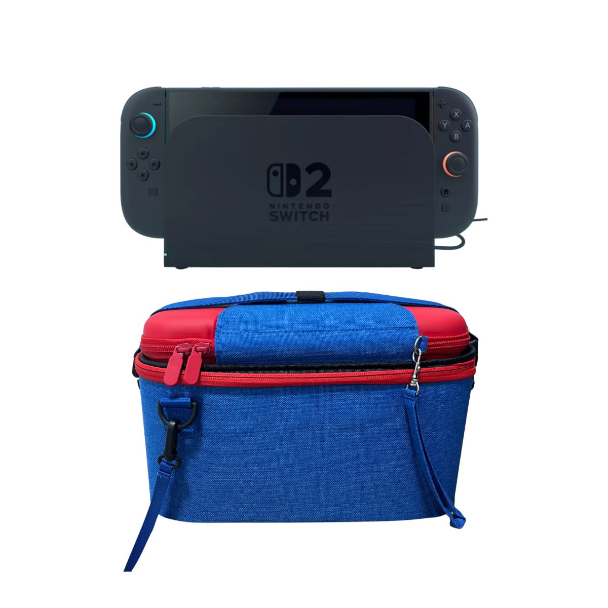 GENERICO - Bolso Maleta Transporte + Estuche Rojo-Azul Compatible Switch 2