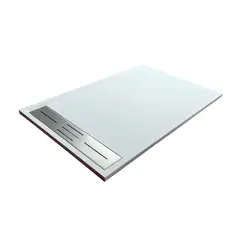 GENERICO - Receptaculo de ducha Blanco 100X70 Altura 3cm Textura Piedra Artificial