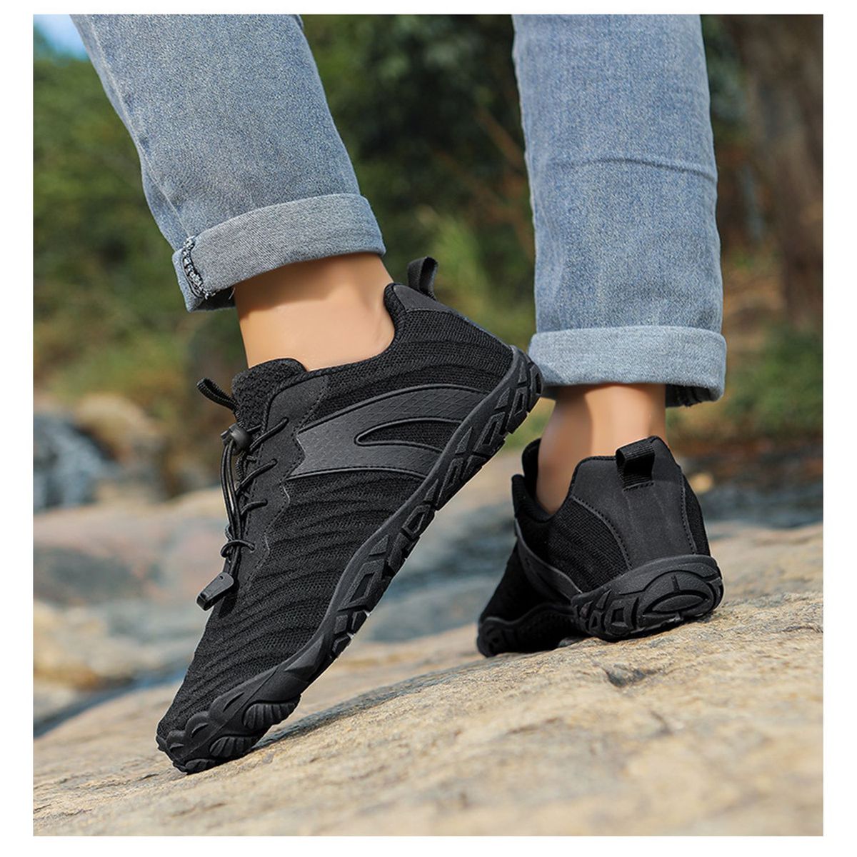 TIOZONEY - Zapatos de montaña antideslizantes para exteriores-Negro