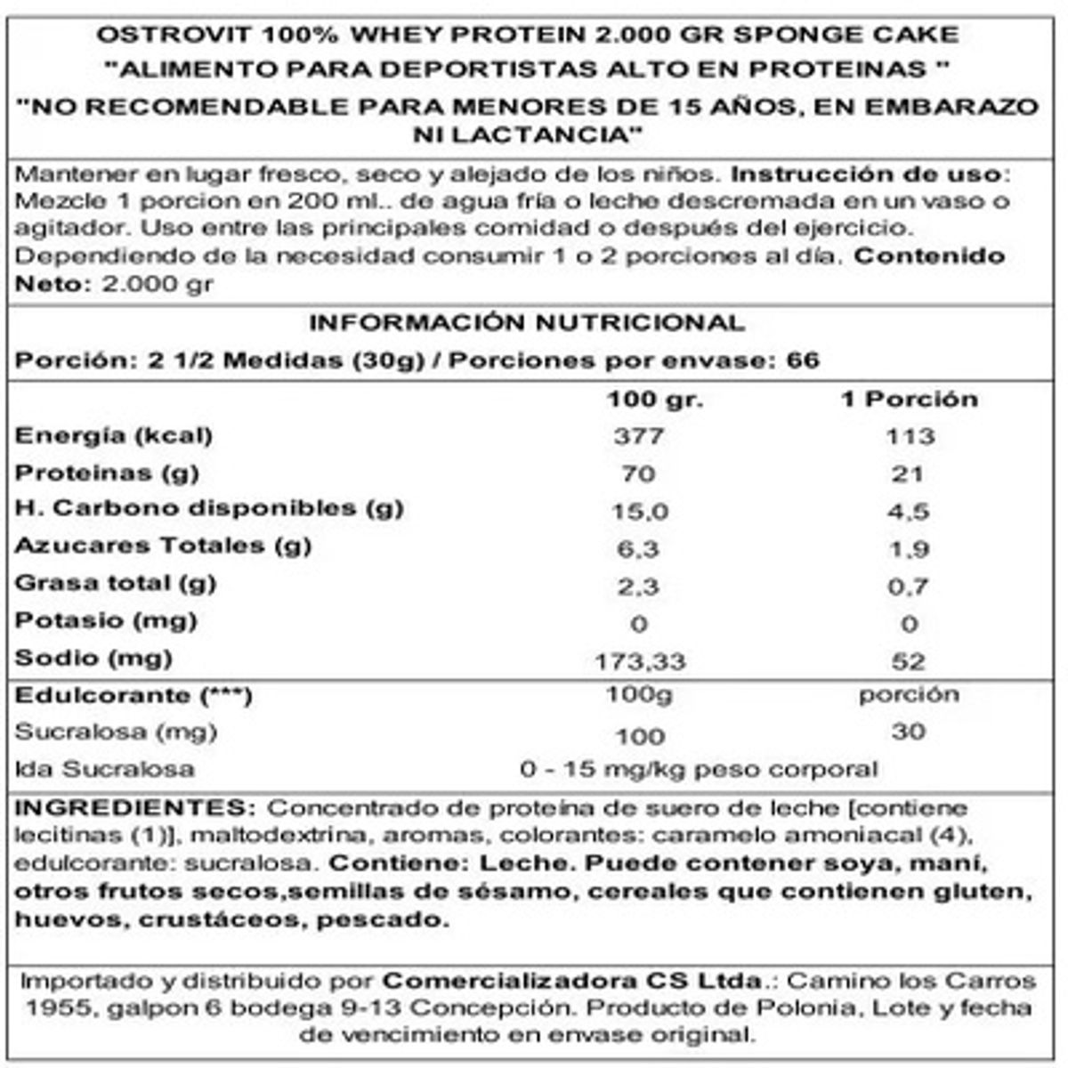 OSTROVIT - 100% Whey Protein 2000gr Sponge Cake - OSTROVIT