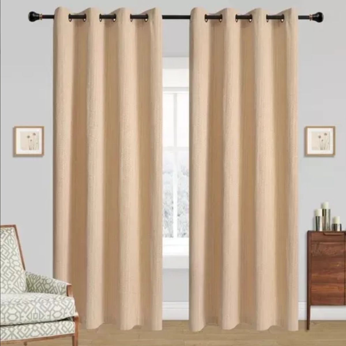 OKAY - Cortinas Bumbu Liso Hogar 2 Paños 140x220 Cm