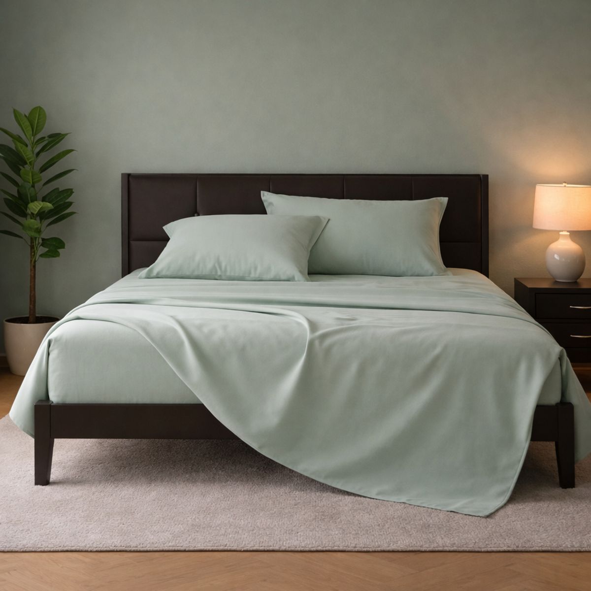 ARMONIA - Sábanas Super King Verde Claro 800 Hilos Algodón