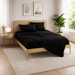 ARMONIA - Juego Sábanas Super King Negro 800 Hilos Elegante