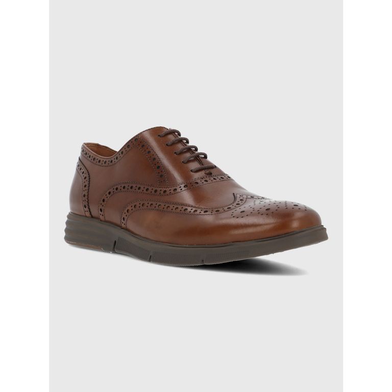 Zapato Cuero Hombre Wing Flex Café