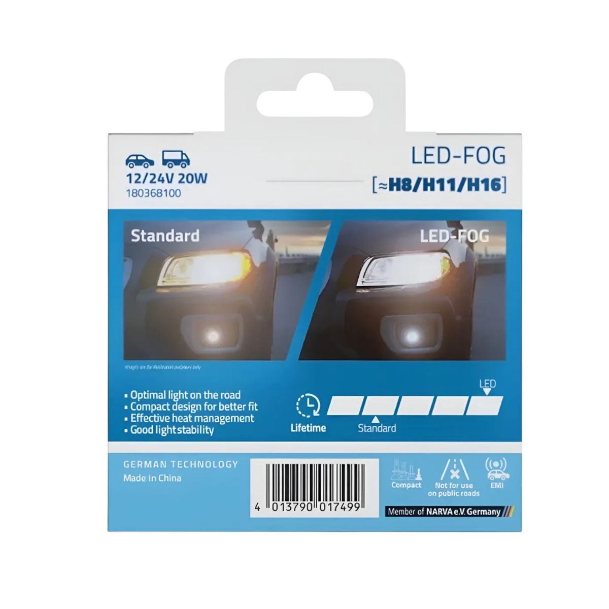 NARVA - Kit Ampolletas Led H8 H11 H16 12V 20W