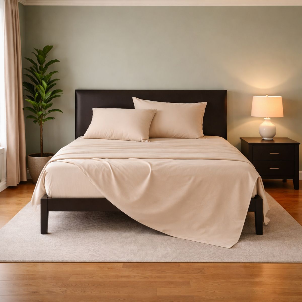 ARMONIA - Juego de Sábanas Algodón 800 Hilos Beige Super King