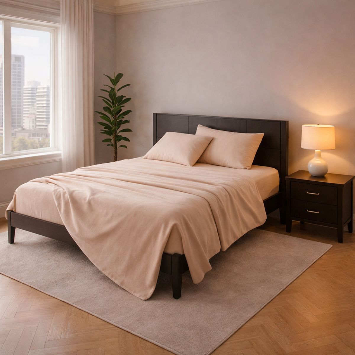 ARMONIA - Juego Sábanas Beige 800 Hilos Algodón Super King