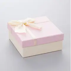 GENERICO - Set Caja de regalo cuadrada rosada con lazo 3 pieza