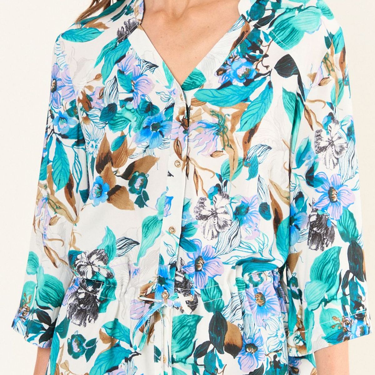MA GRIFFE - Blusa Estampada Lazo Mujer Crudo Magriffe