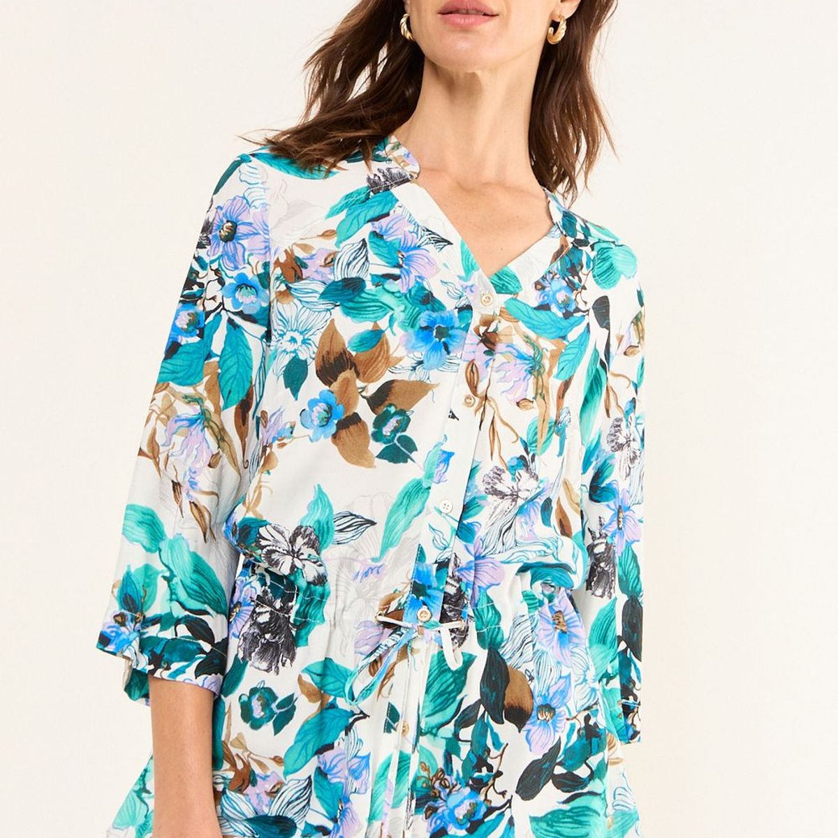 MA GRIFFE - Blusa Estampada Lazo Mujer Crudo Magriffe