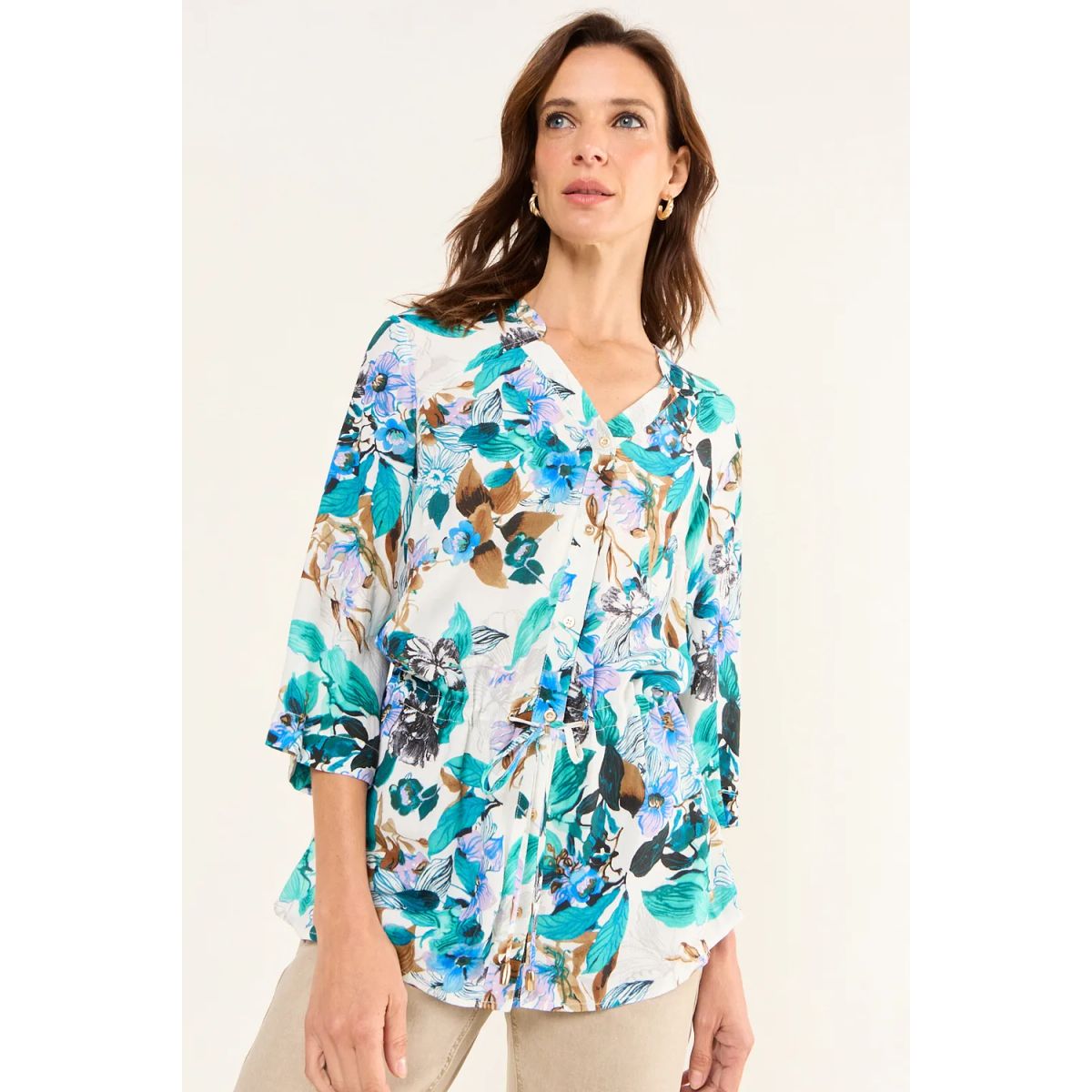 MA GRIFFE - Blusa Estampada Lazo Mujer Crudo Magriffe