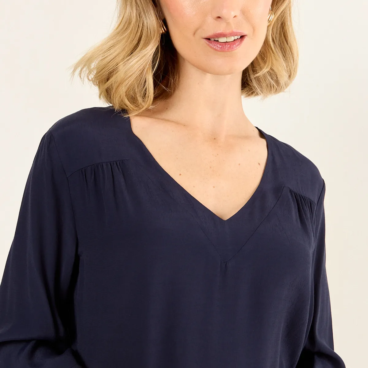MA GRIFFE - Blusa Escote V Mujer Azul Magriffe