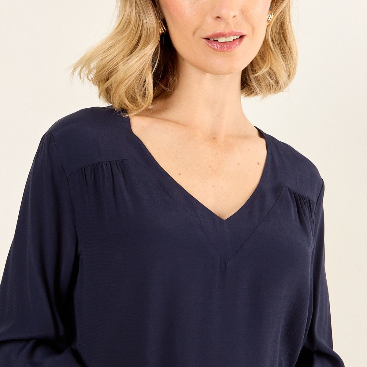 MA GRIFFE - Blusa Escote V Mujer Azul Magriffe