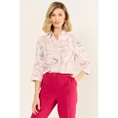 MA GRIFFE - Blusa Camisera Estampada Mujer Crudo Magriffe
