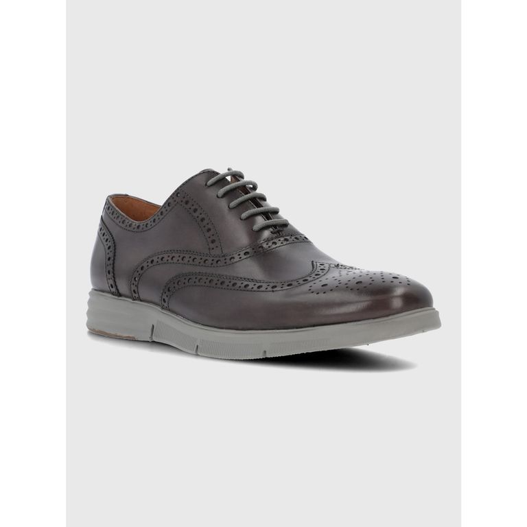 Zapato Cuero Hombre Wing Flex Gris