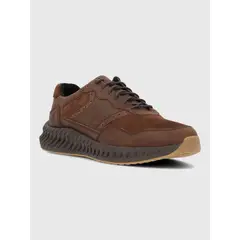 HUSH PUPPIES - Zapatilla Cuero Hombre Spinal Brio Café