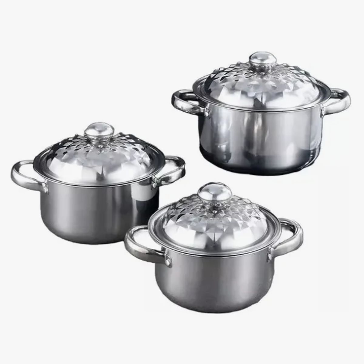 IRM - Juego De Ollas Con Tapa 5 Piezas De Acero Inoxidable Plateado