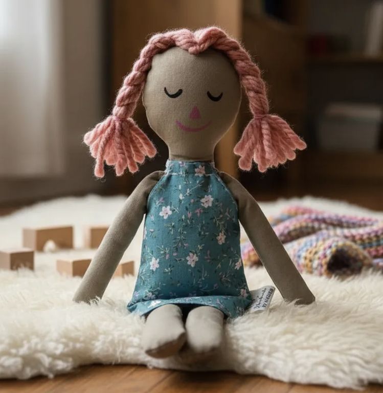 Emilia mi muneca de trapo. Juego Waldorf & Montessori 32 cm relleno antialergico y pintada a mano