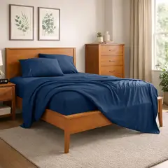 ARMONIA - Sábanas Azul 30 Super King Elegantes 800 Hilos