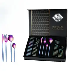 TIOZONEY - Conjunto de cubiertos multicolor de 24 piezas