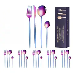 TIOZONEY - Conjunto de cubiertos multicolor de 24 piezas