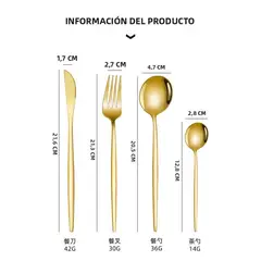 TIOZONEY - Conjunto de cubiertos color cobre de 24 piezas