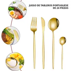 TIOZONEY - Conjunto de cubiertos azules de 24 piezas