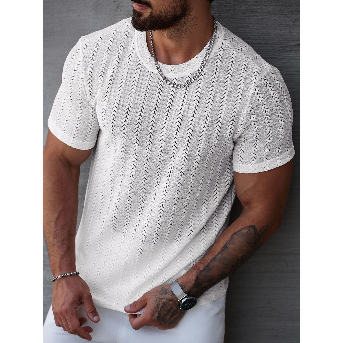LIKE SHOP - Polera Hombre Manga Corta Hilo Tejida Estilo Casual 0282