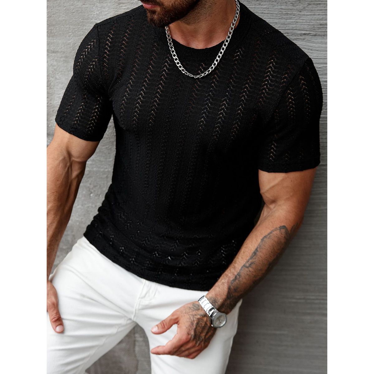 LIKE SHOP - Polera Hombre Manga Corta Hilo Tejida Estilo Casual 0282