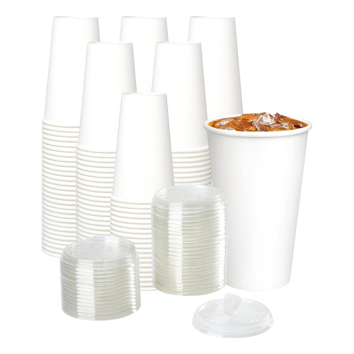 PASTELERIUSCL - 50 Vasos Polipapel Vasos Plasticos Desechables C/tapa 20 Oz