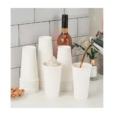 PASTELERIUSCL - 50 Vasos Polipapel Vasos Plasticos Desechables C/tapa 20 Oz