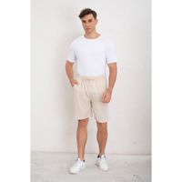 Short Hombre Bermuda Calce Holgado Tipo Lino Pantalon Corto 7144