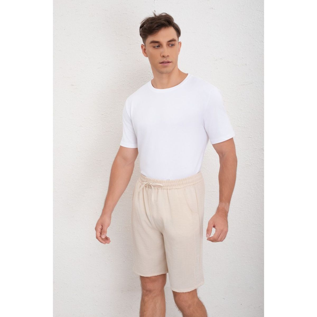 LIKE SHOP - Short Hombre Bermuda Calce Holgado Tipo Lino Pantalon Corto 7144