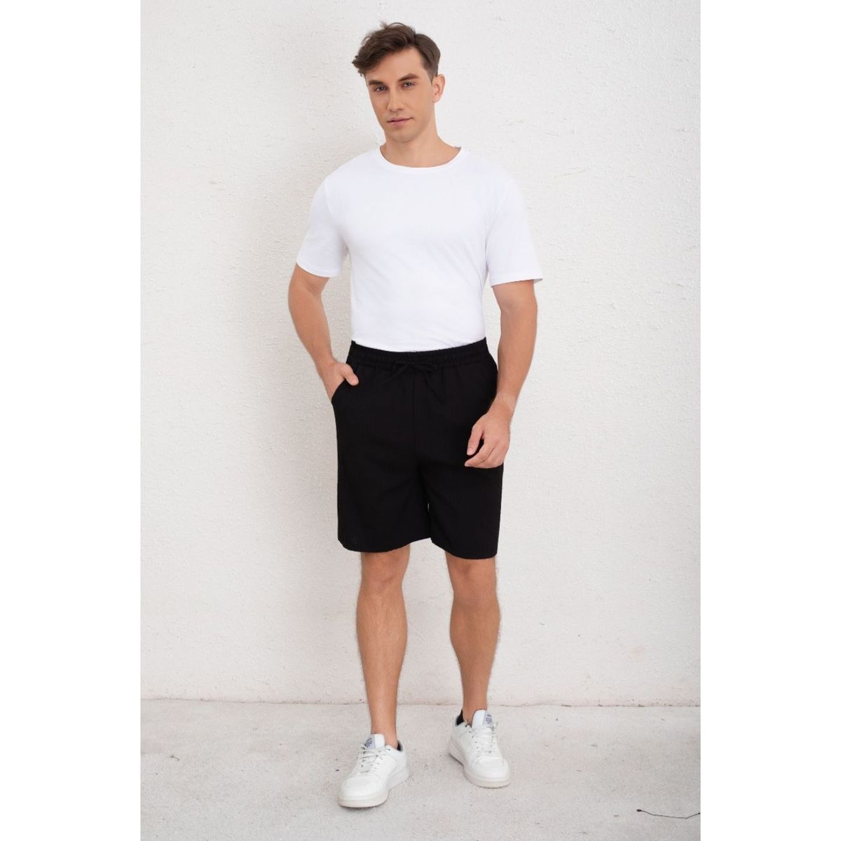 LIKE SHOP - Short Hombre Bermuda Calce Holgado Tipo Lino Pantalon Corto 7144