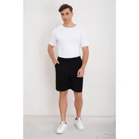 Short Hombre Bermuda Calce Holgado Tipo Lino Pantalon Corto 7144