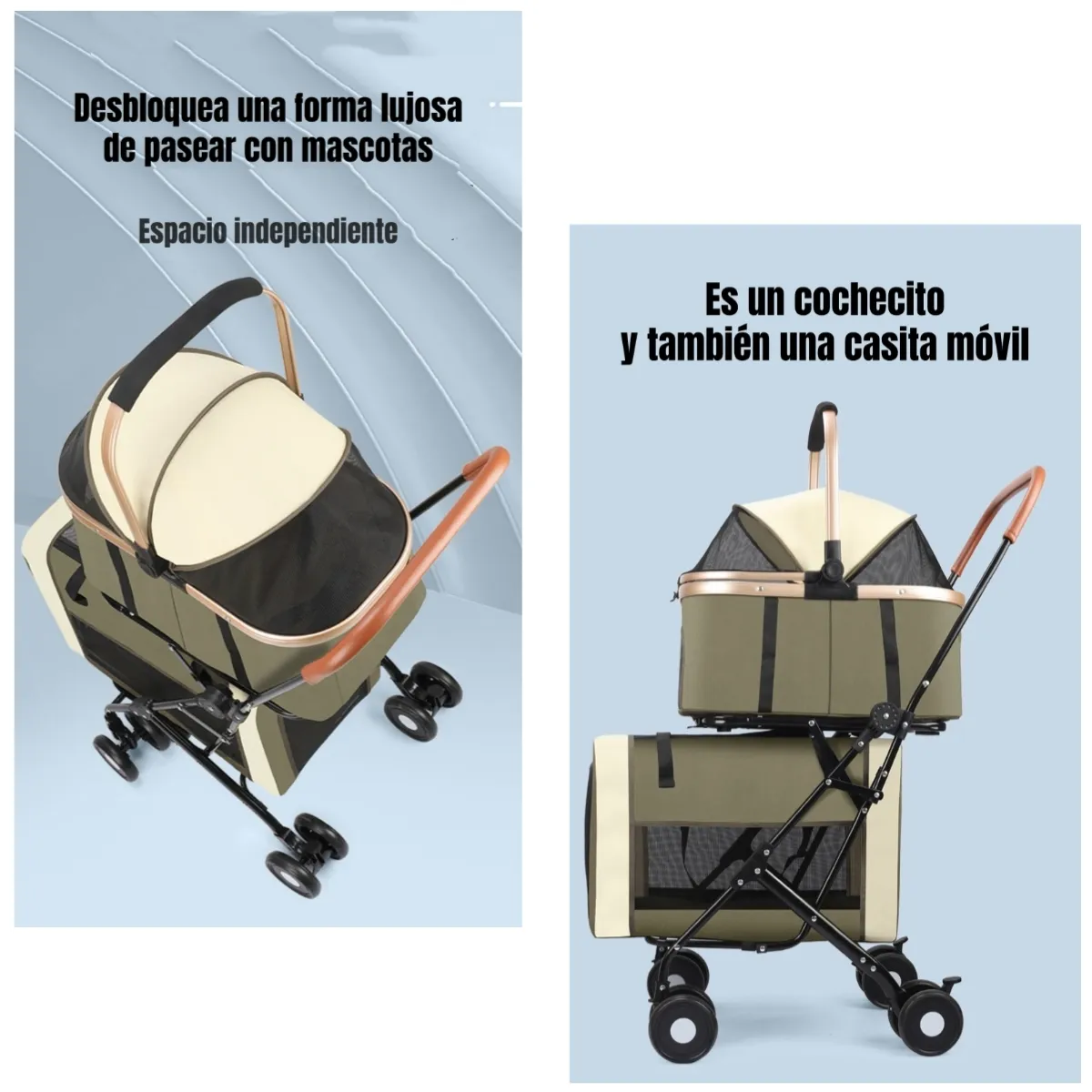 LUBABYCAS - Cochecito Doble Para Mascotas Acura Verde By Lubabycas