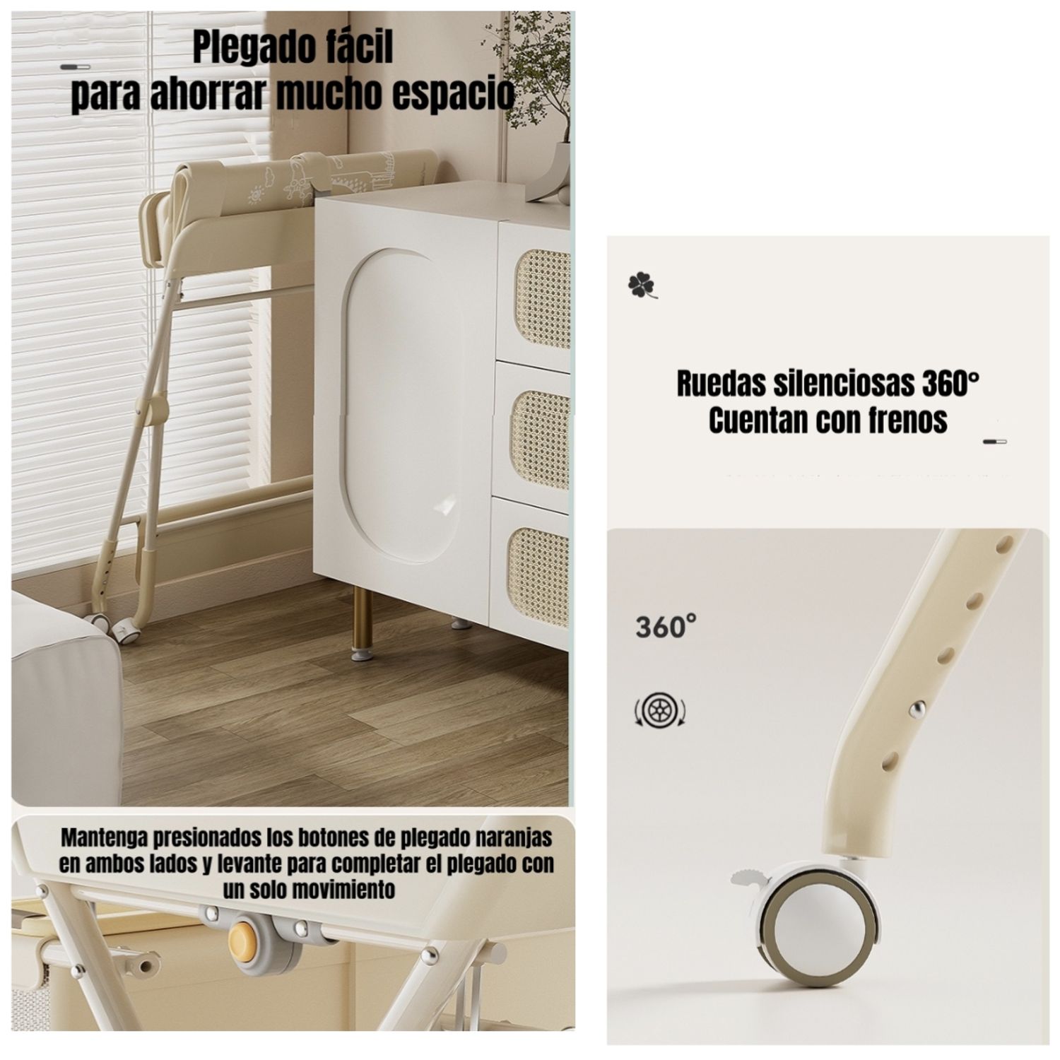 LUBABYCAS Mudador De Pañales Plegable Regulable Canasto Line