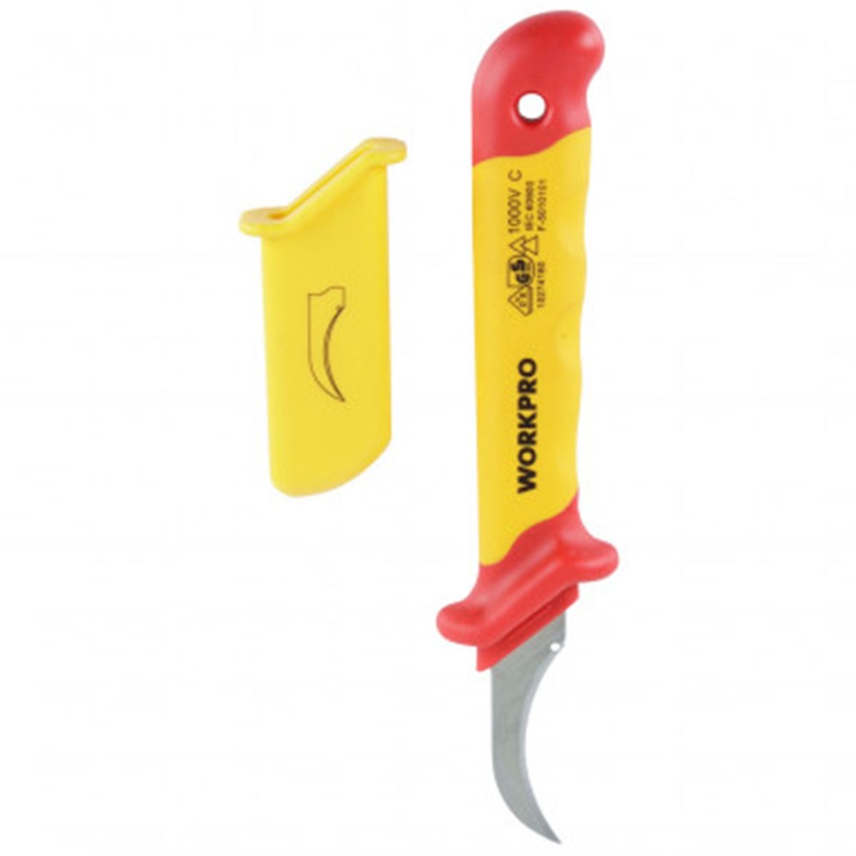WORKPRO - CUCHILLO CORTA CABLE GANCHO LARGO AISLADO 50x180mm