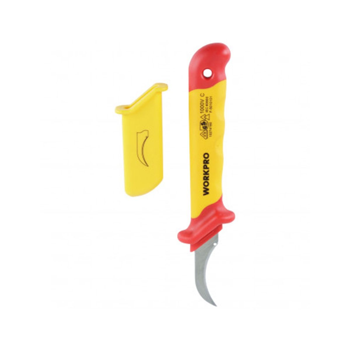 WORKPRO - CUCHILLO CORTA CABLE GANCHO LARGO AISLADO 50x180mm