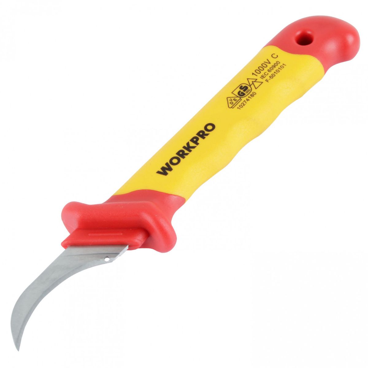 WORKPRO - CUCHILLO CORTA CABLE GANCHO LARGO AISLADO 50x180mm