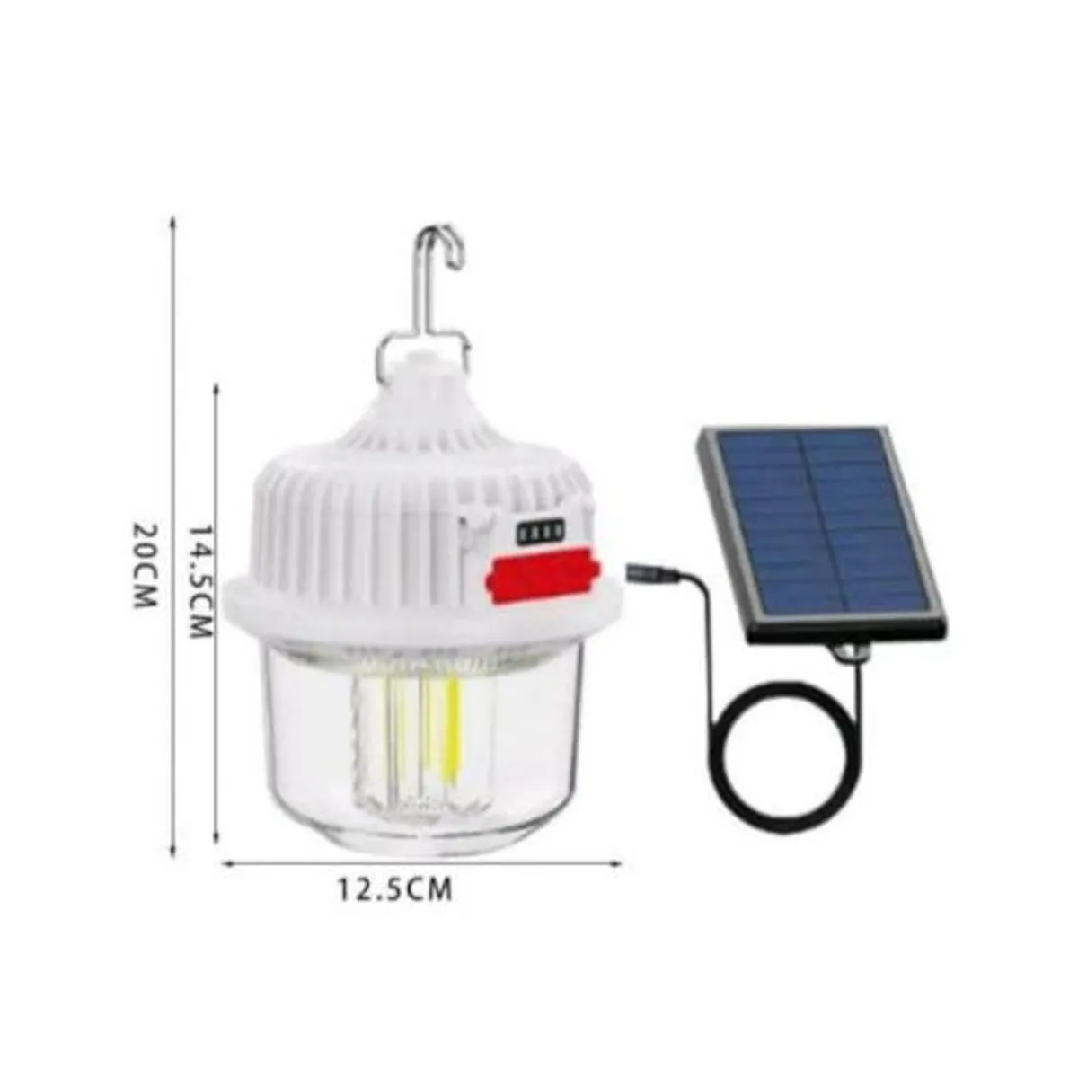 GENERICO - Lampara De Bombilla Recargable Portátil Con Panel Solar Blanco 100w