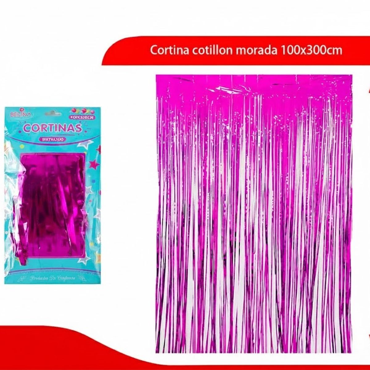 GENERICO - Cortina Cotillon Fucsia 100x300cm