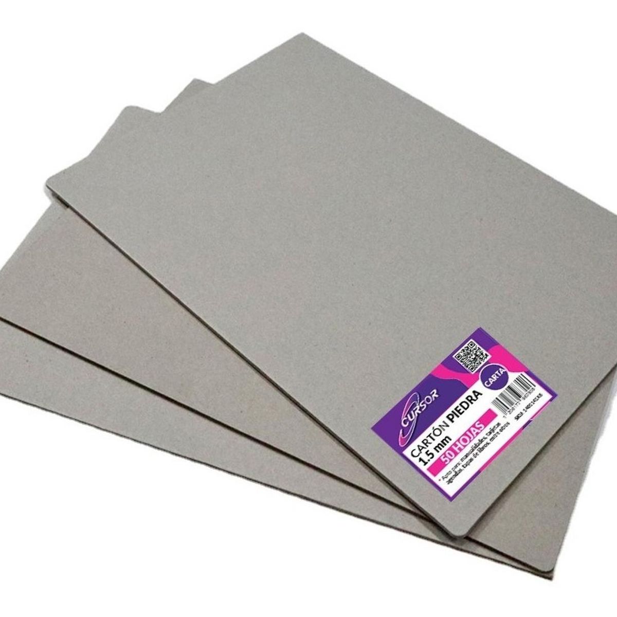 CURSOR - Carton Piedra Gris 15mm Carta Cuaderno Agenda 50 Hojas - Gris