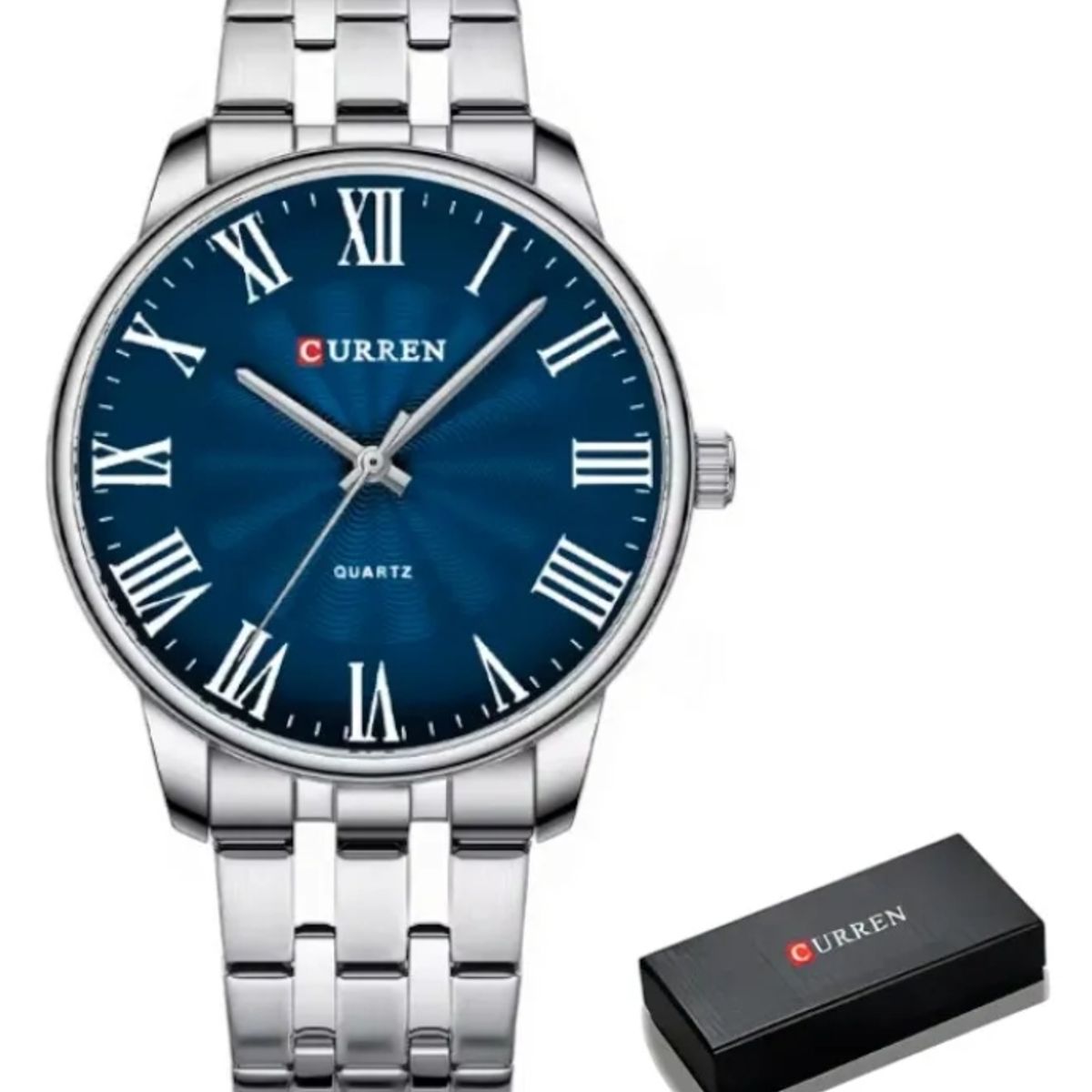 CURREN - Reloj Hombre Plateado Curren St8422 Elegante + Caja