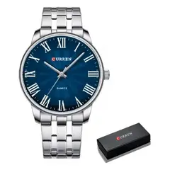 CURREN - Reloj Hombre Plateado St8422 Elegante + Caja